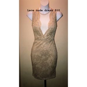 Sexy lace nude dress